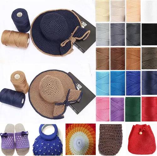 Miniatura 3 de Cordón de hilo artístico de 14.11 oz, hilo de poliéster color burdeos, para tejer macramé, bolsas de ganchillo, canasta de ganchillo, sombrero