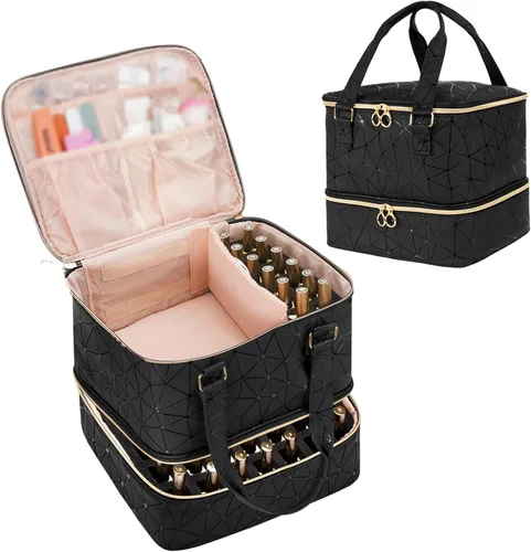 Miniatura 13 de Uross Bolsa Organizadora de Esmalte de Uñas Contiene 42 Botellas de Esmalte de Uñas y Lámpara de Uñas, Organizadores de Esmalte de Uñas en Gel
