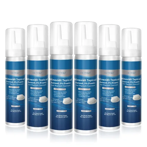 Espuma de minoxidil al 5%, infusión de biotina, unisex, para adultos, tratamiento para el crecimiento del cabello, sin perfume, espuma, suministro