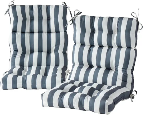 Miniatura 79 de Cojines para silla de respaldo alto para exteriores, diseño de asiento y respaldo con bisagras de una pieza, reversibles con 4 lazos, tela