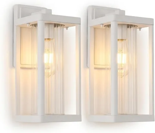 Miniatura 10 de Lámpara colgante para exteriores, lámpara colgante exterior para porche, lámpara colgante ajustable blanca de 14.3 pulgadas, lámpara de techo