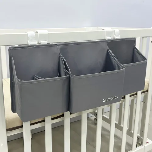 Miniatura 8 de Organizador de pañales para bebés colgante, organizador de pañales 3-en-1 para cuna de bebé, organizador de almacenamiento de pañales para guardería