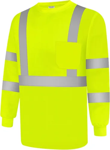 Miniatura 8 de Camisas de alta visibilidad para hombres Clase 3 Hi Vis reflectantes, camisas de seguridad para construcción para hombres y mujeres, de manga larga