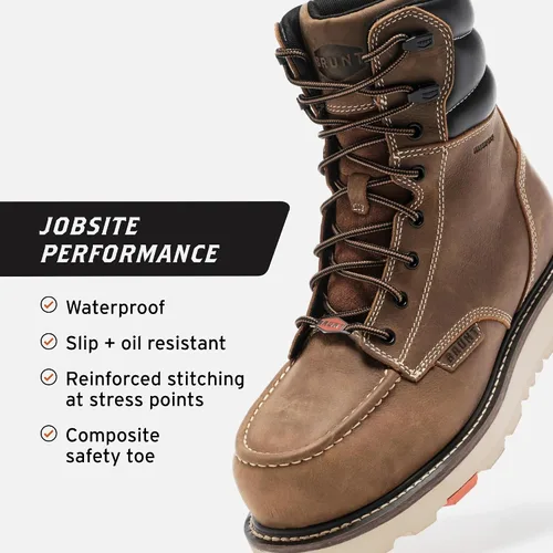 Miniatura 3 de BRUNT Marin Welted (Comp Toe) - 8" Waterproof Safety Toe Wedge Work Boot - Goodyear Welt Construction - EH & ESR Rated - Oil & Slip Resistant