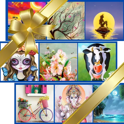 Miniatura 2 de AiYuanzsh Paquete de 10 kits de pintura de diamante cuadrado 5D para adultos, kits de arte de diamantes cuadrados de taladro completo, paisaje