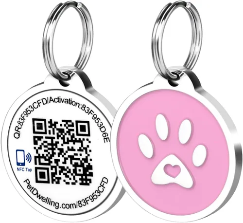 Miniatura 10 de Pet Dwelling Etiquetas inteligentes de identificación de mascotas QR + NFC para perros, duraderas e impermeables, etiquetas inteligentes