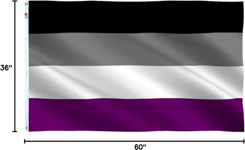 Miniatura 6 de rhungift Bandera de orgullo asexual de 3 x 5 pies, moderada para exteriores/interiores en ambos lados de poliéster 100D, banderas de asexualidad gay