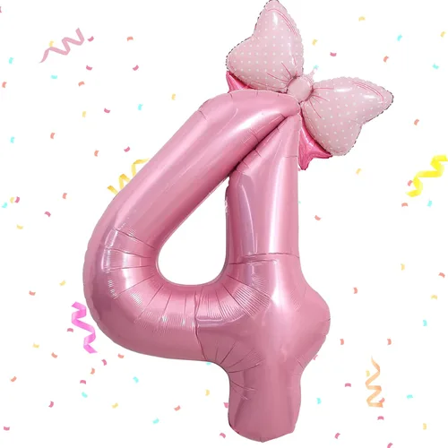 Miniatura 9 de HIBILDER 2 globos rosados del número 6 y mini lazo, decoraciones de fiesta de cumpleaños de 40 pulgadas, suministros de fiesta de sexto para niñas
