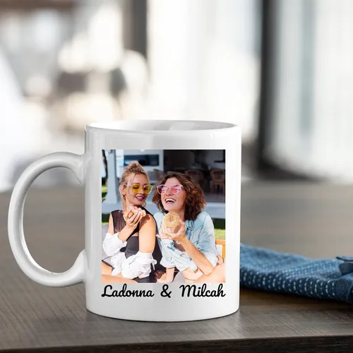 Miniatura 2 de Taza de café con texto en inglés "Because Of You I Laugh", regalo para mujeres, mejores amigas, mejores amigas, tazas personalizadas de amistad