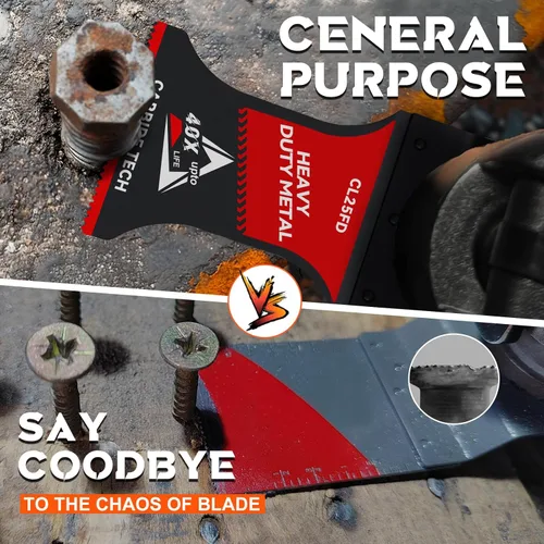 Miniatura 6 de Paquete de 2 hojas de sierra oscilantes de carburo para cortar clavos, cuchillas multiherramienta de liberación rápida para material duro, metal