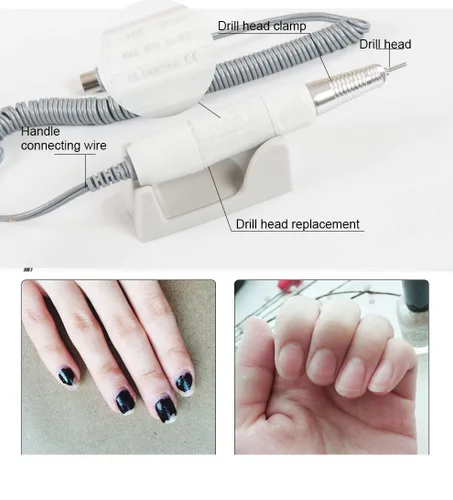 Miniatura 6 de 210 taladro eléctrico de uñas micro motor y SDE-H20N 0.093 in Handpiece Set Manicura Pedicura Lima de uñas Bit Equipo de arte de uñas