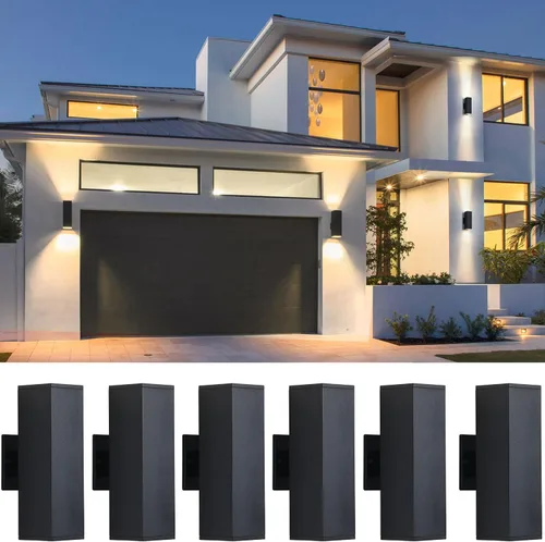 Miniatura 10 de 1 paquete de iluminación exterior del atardecer al amanecer, luces LED cuadradas hacia arriba y hacia abajo, accesorios de iluminación exterior