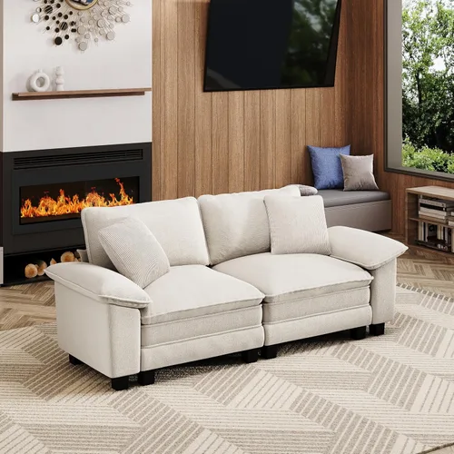 Miniatura 20 de MIXPATIO Sofá modular en forma de L de 123 pulgadas con cojines de nube, juego de sofá modular de asiento profundo con 4 asientos y 1 otomana, Gris