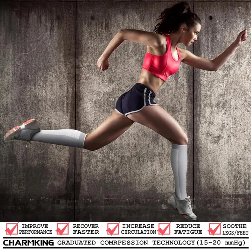 Miniatura 75 de CHARMKING - Calcetines de compresión para mujeres y hombres (3 pares), 15-20 mm Hg, el mejor apoyo para atletismo, running o ciclismo, mejora