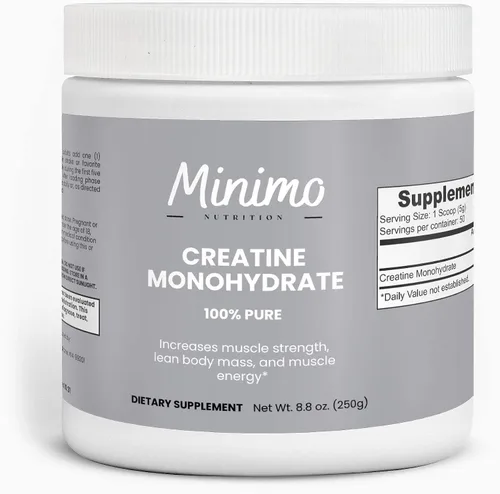 Monohidrato de creatina en polvo, 5000 mg por porción, 50 porciones, 100% puro, apoya la energía y la fuerza muscular, 8.8 onzas
