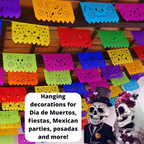 Miniatura 7 de Dia de Los Muertos Papel Picado, Día de los Muertos, Paquete de 5 Papel de seda