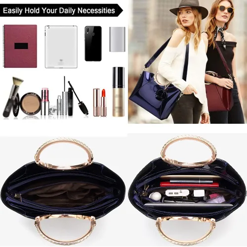 Miniatura 5 de ZiMing Bolsos de charol para mujer, con asa superior, elegante, bolso de noche, bolsos de hombro para mujer