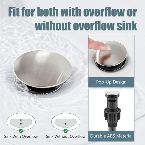 Miniatura 5 de Aolemi Grifo de baño de una sola manija, 1 agujero, montaje en cubierta, lavabo para lavabo de lavabo RV con placa de cubierta y montaje de drenaje