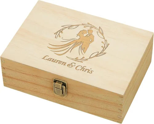 Miniatura 24 de Caja de Recuerdos de Madera Personalizada con Grabado Personalizado Caja de Memoria de Aventura para Parejas Recuerdos de Viaje Fotos Cartas - Cajas