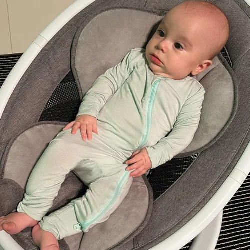 Miniatura 6 de Aablexema Pijama sin pies con cremallera y mitón, rayón de bambú, pijama de manga larga para bebé