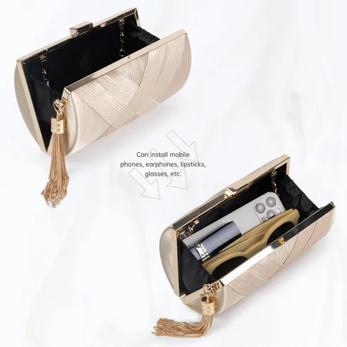 Miniatura 3 de Lanpet Bolsos de mano de noche para mujer, de satén, de seda, con colgante de borla
