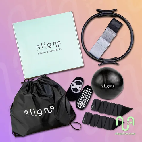 Miniatura 7 de Kit Esencial de Pilates Aligna Set Completo para el Hogar para Equilibrio, Flexibilidad y Fuerza Set de 8 Piezas con Anillo de Pilates