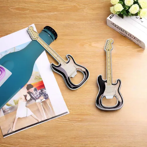 Miniatura 6 de Abridor de botellas de cerveza, 2 piezas, abridor de botellas en forma de guitarra, regalo de guitarra, accesorios de cocina para bebedores, amantes