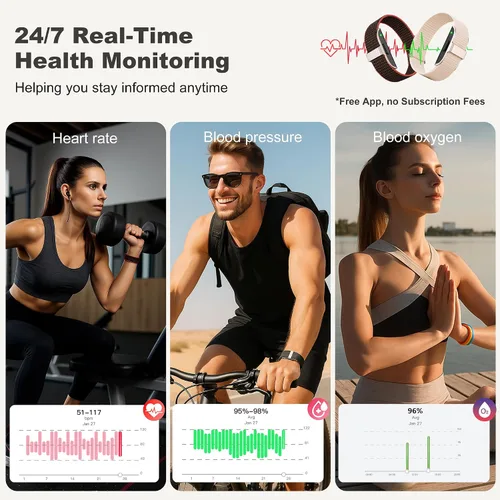 Miniatura 3 de Pulseras inteligentes para mujeres y hombres, rastreadores de actividad de salud con más de 120 modos deportivos, frecuencia cardíaca 24/7