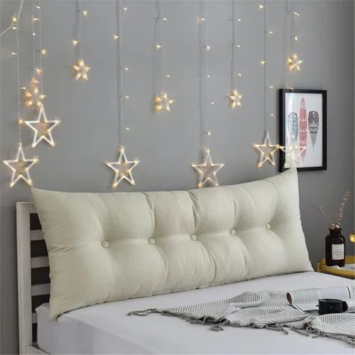 Almohada rectangular tipo correa de almohada para cabecero, almohada tapizada con respaldo grande para cama de día, litera con funda extraíble, Beige