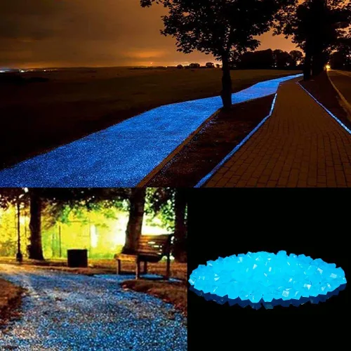 Miniatura 3 de 200 PCS Piedras Brillantes Guijarros, Jardinería Piedras Luminosas Brillantes Rocas Decoración Exterior Agua Brillante Tanque de Peces Grava (Azul)