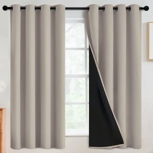Miniatura 27 de SimpleHome - Cortinas opacas 100% para recámara, cortinas de ventana con ojales beige, con aislamiento térmico, cortinas de oscurecimiento