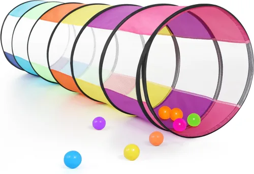 Colorido túnel de juego para bebés con 2 lados de malla, túnel de gateo para niños, túnel desplegable para niños, túnel de gato para perros,