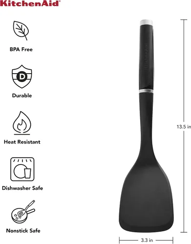 Miniatura 5 de KitchenAid Espátula ranurada y cuchara para untar, 13.66 pulgadas, color negro