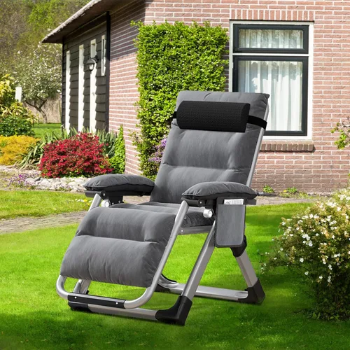 Miniatura 2 de ABORON Silla de gravedad cero mejorada con cojín para reposabrazos, sillas plegables de lona de primera calidad para exteriores, sillas de patio