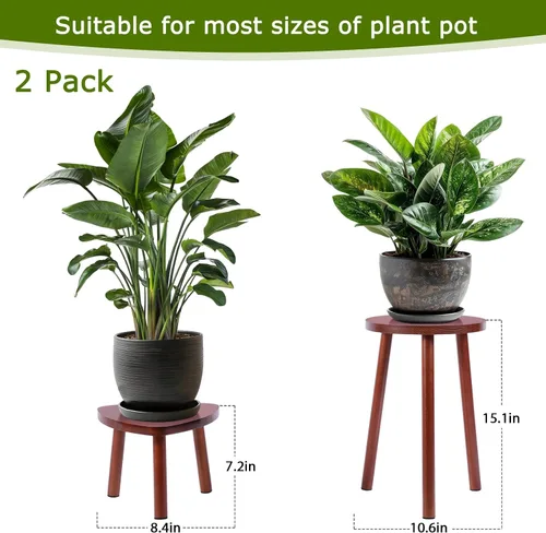 Miniatura 2 de Eocogup Soporte para plantas de interior, paquete de 2 mesas individuales para interiores, soporte para maceta, estante multiusos para plantas