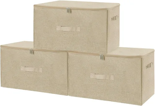 Miniatura 17 de ANMINY Contenedores de almacenamiento con tapas con cremallera, cajas de almacenamiento de tela con tapa de 36 cuartos de galón, cestas con asas