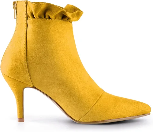 Miniatura 7 de Allegra K Botines con volantes y tacón de aguja puntiagudo para mujer