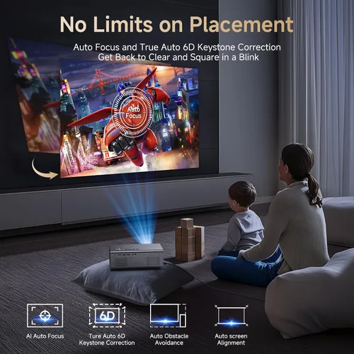 Miniatura 4 de Proyector 4K con aplicaciones integradas, enfoque automático de 1500 ANSI y 6D Keystone Dolby Audio Kogata Proyector inteligente con WiFi 6