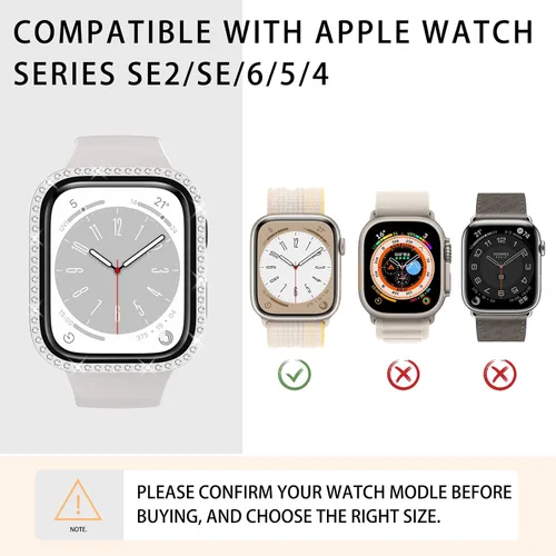 Miniatura 5 de 4 Pack Fundas Brillantes para Apple Watch SE 3/SE 2/SE/6/5/4 44mm, Funda Protectora de Diamantes y Brillantes con Protector de Pantalla de Vidrio