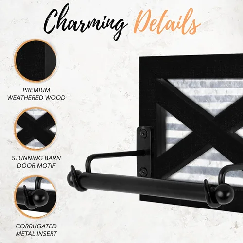 Miniatura 3 de Autumn Alley Portarrollos de papel higiénico de granja negro – Accesorio decorativo de baño de granja – Madera negra y metal galvanizado corrugado