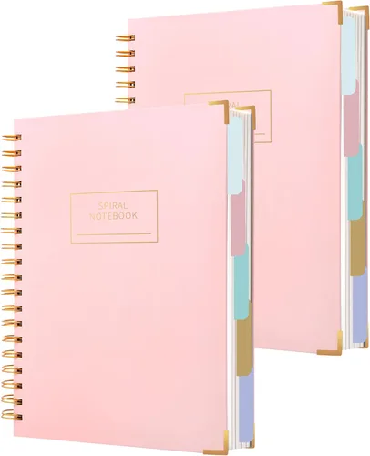 Miniatura 11 de Cuaderno de espiral de tapa dura con pestañas de 8 x 10 pulgadas, diarios grandes con líneas en espiral para mujeres con divisores, 240 páginas, D