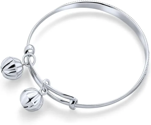 Miniatura 2 de Personalize Jingle Bells - Pulsera de mariposa con números ABC, muñeca pequeña de 6.5 pulgadas, plata de ley 925, campanas ajustables chapados