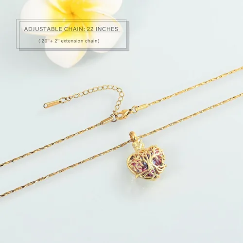 Miniatura 97 de Imrsanl Collar de urna de árbol de la vida con forma de corazón, joyería de cremación para hombres y mujeres, recuerdo, joyería conmemorativa