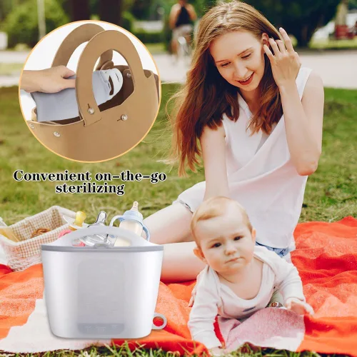 Miniatura 5 de Bolsa esterilizadora de vapor de silicona para microondas, bolsas reutilizables de 50.7 fl oz para biberones, extractor de leche, chupetes