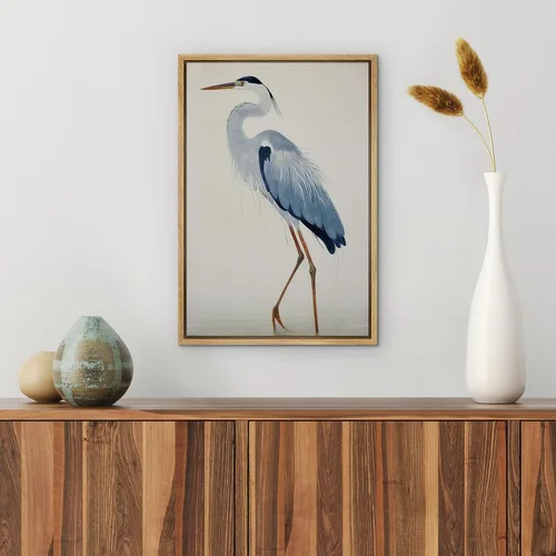 Miniatura 3 de wall26 Lienzo enmarcado para pared, acuarela, azul pastel, garza, galápagos, aves, animales, ilustraciones de naturaleza salvaje, arte moderno