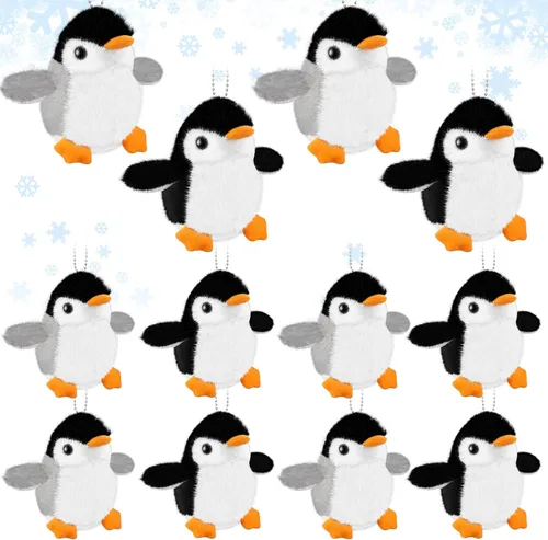 Miniatura 11 de Kasyat 12 llaveros de pingüino de peluche a granel para el día de la madre, lindos juguetes pequeños para bebé, muñequera, bolsa colgante, regalo