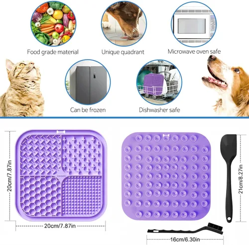 Miniatura 2 de Lesipee Alfombrilla para lamer perros y gatos, paquete de 2, patada para lamer de alimentador lento, juguetes para perros para aliviar la ansiedad