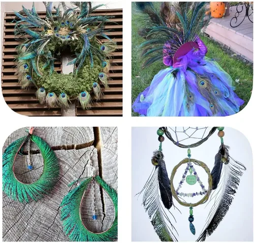 Miniatura 2 de 40 plumas naturales de pavo real de 10 a 15 pulgadas para manualidades, multicolor, manualidades, sombrero y jarrón, decoración de boda, arreglo