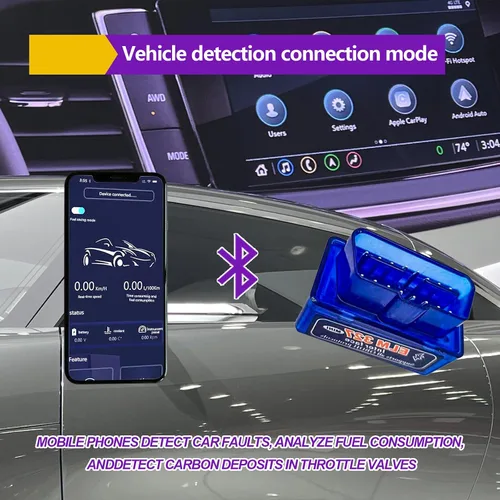 Miniatura 5 de Mini ELM327 OBDII Escáner de diagnóstico automotriz para coche, herramienta profesional de detección de fallas Bluetooth para coche y lector