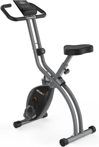 ATIVAFIT Bicicleta de ejercicio plegable fitness para interiores, bicicleta de ciclismo magnética 3 en 1 vertical y reclinada con bandas de Gris